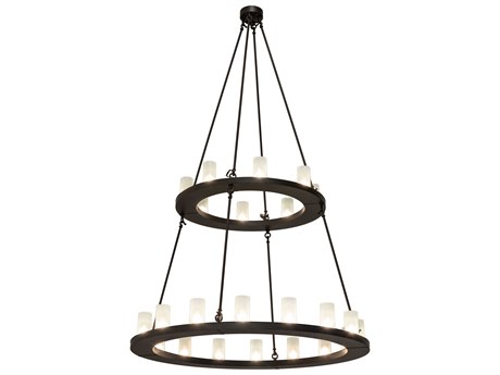 Meyda Loxley 24-Light Steel Glass Cylinder Tiered Chandelier