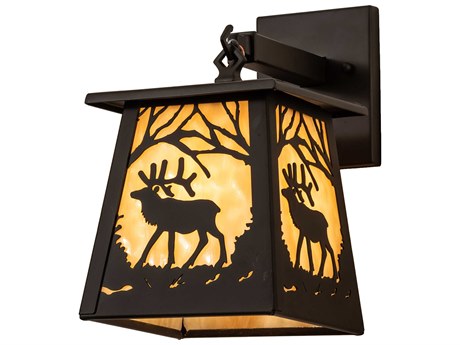 Meyda Elk At Dawn 1-Light Oil Rubbed Bronze Glass Wall Sconce