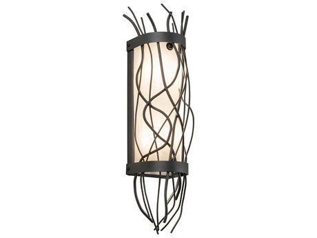Meyda Rama 2-Light Black Glass Wall Sconce