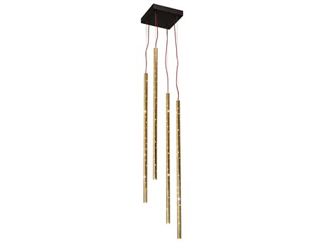 Meyda 4-Light Polished Brass Oil Rubbed Bronze LED Cylinder Linear Pendant