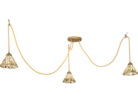 Meyda Willow 3-Light Gold Glass Tiffany Pendant