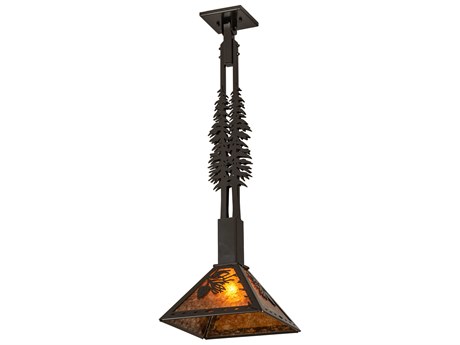 Meyda Winter Pine 1-Light Timeless Bronze Glass Pendant