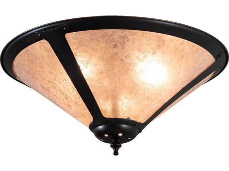 Meyda Sutter 3-Light Mahogany Bronze Glass Flush Mount