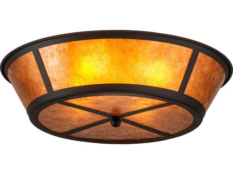 Meyda Craftsman 4-Light Oil Rubbed Bronze Round Flush Mount
