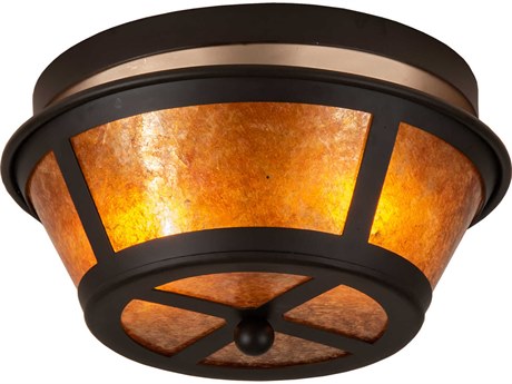 Meyda Craftsman 2-Light Oil Rubbed Bronze Glass Bowl Flush Mount