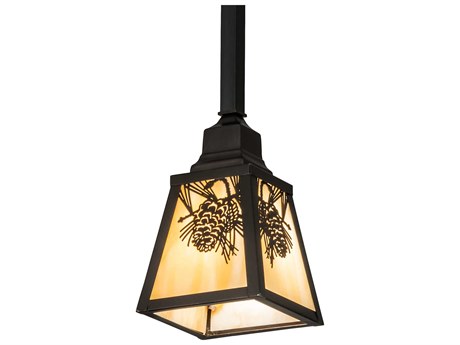 Meyda Winter Pine 1-Light Craftsman Brown Glass Mini Pendant