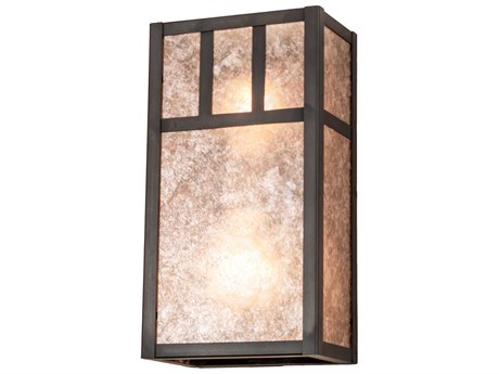 Meyda Hyde Park 2-Light Craftsman Brown Brass Glass Wall Sconce