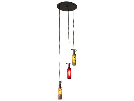 Meyda 3-Light Black Glass Pendant
