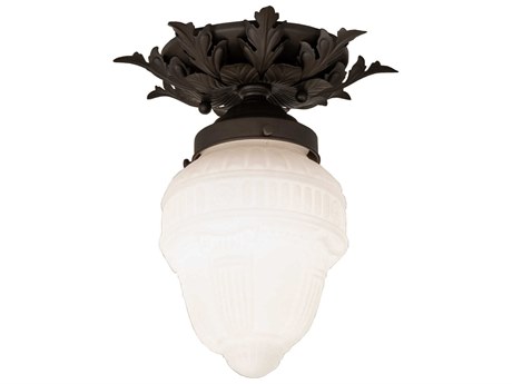 Meyda Colonnade 1-Light Oil Rubbed Bronze Glass Bell Semi Flush Mount