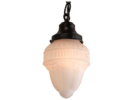 Meyda Revival Schoolhouse 1-Light Craftsman Brown Glass Mini Pendant