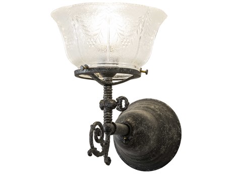 Meyda Revival Gas And Electric 1-Light Pewter Antique Clear Glass Wall Sconce