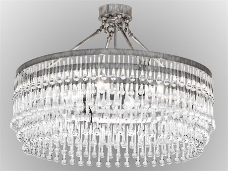 Meyda 4-Light Silver Glass Round Semi Flush Mount