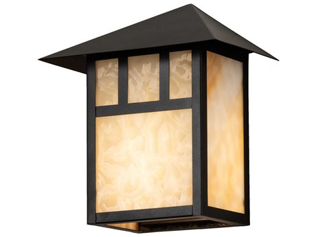 Meyda Seneca Double Bar Mission 1-Light Brass Glass Wall Sconce