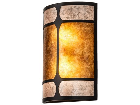 Meyda 2-Light Wrought Iron Black Glass Wall Sconce