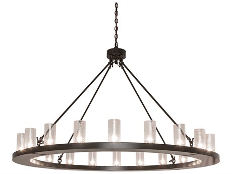 Meyda Loxley 20-Light Timeless Bronze Glass Cylinder Chandelier