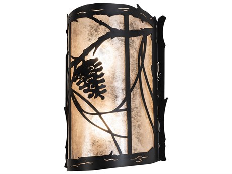Meyda Whispering Pines 2-Light Mahogany Bronze Glass Wall Sconce