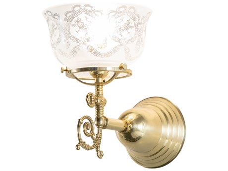 Meyda Revival Gas And Electric 1-Light Polished Brass Clear Glass Wall Sconce