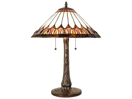 Meyda Tuscaloosa Mahogany Bronze Glass Tiffany Table Lamp