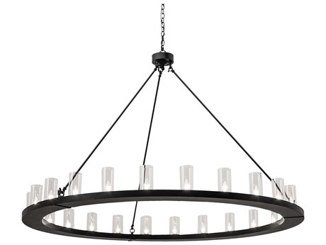 Meyda Loxley 24-Light Black Glass Cylinder Chandelier