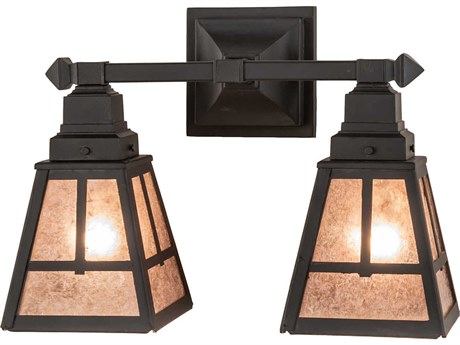 Meyda Mission 2-Light Black Glass Vanity Light