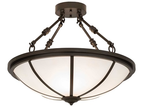 Meyda Commerce 3-Light Bronze Glass Bowl Semi Flush Mount