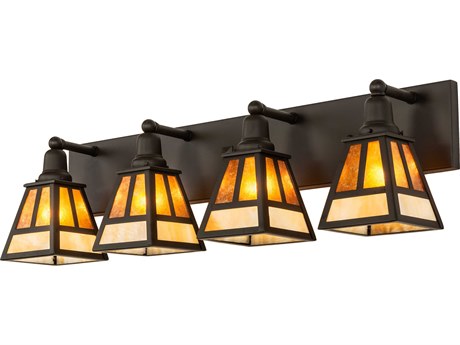 Meyda Mission 4-Light Oil Rubbed Bronze Steel Glass Vanity Light