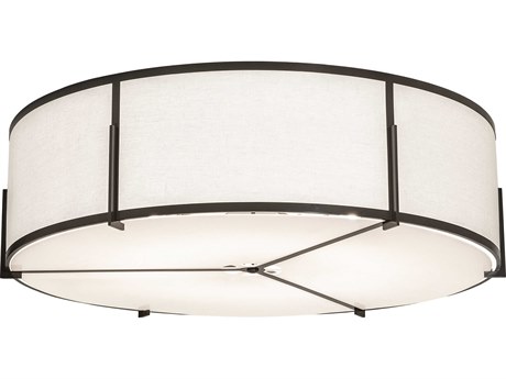 Meyda Cilindro 12-Light Timeless Bronze White Glass Drum Flush Mount