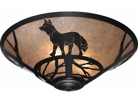 Meyda 3-Light Black Glass Flush Mount