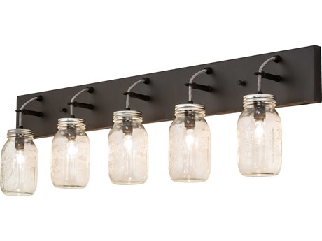 Meyda Mason Jar 5-Light Oil Rubbed Bronze Glass Vanity Light
