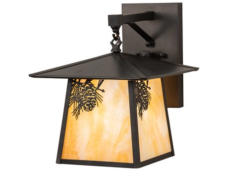 Meyda Stillwater 1-Light Craftsman Brown Glass Wall Sconce