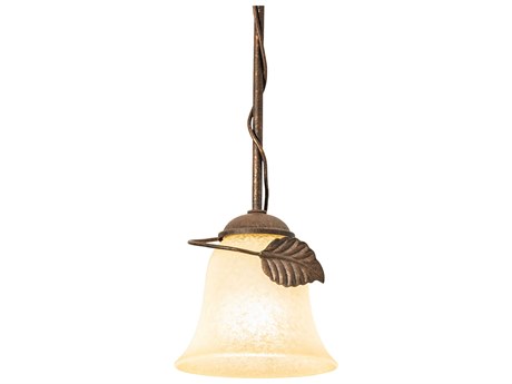 Meyda Leaf 1-Light Gold Glass Bell Mini Pendant