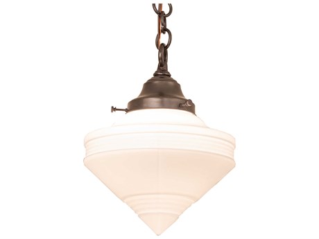 Meyda Revival Schoolhouse 1-Light Craftsman Brown Glass Mini Pendant