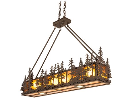 Meyda Tall Pines 4 2-Light Oil Rubbed Bronze Glass Island Pendant