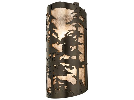 Meyda Pines 1-Light Oil Rubbed Bronze Silver Glass Wall Sconce