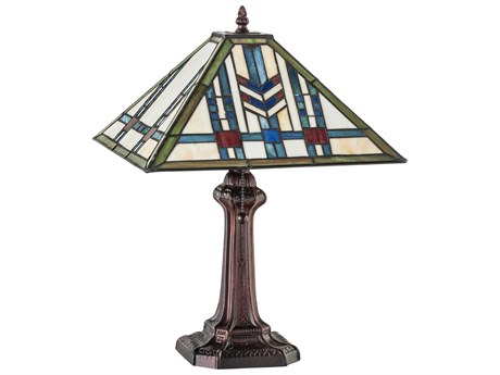 Meyda Prairie Wheat Mahogany Bronze Glass Tiffany Table Lamp