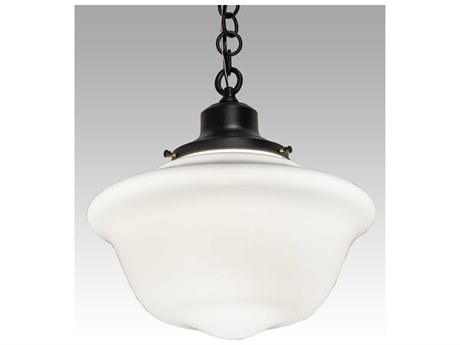 Meyda Revival Schoolhouse 1-Light Black Glass Pendant