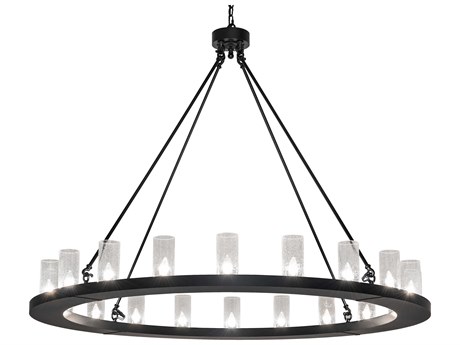 Meyda Loxley 20-Light Black Glass Cylinder Chandelier