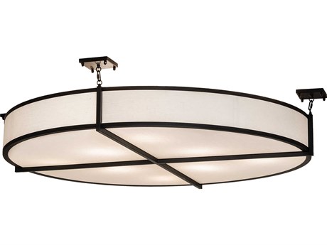 Meyda Craftsman 8-Light Black Semi Flush Mount