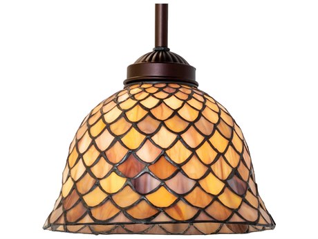 Meyda Tiffany Fishscale 1-Light Mahogany Bronze Bell Mini Pendant