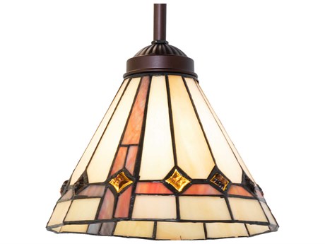 Meyda Belvidere 1-Light Mahogany Bronze Glass Tiffany Mini Pendant