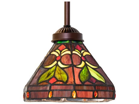 Meyda Middleton 1-Light Mahogany Bronze Glass Tiffany Mini Pendant