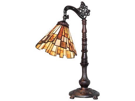 Meyda Delta Jadestone Mahogany Bronze Desk Lamp