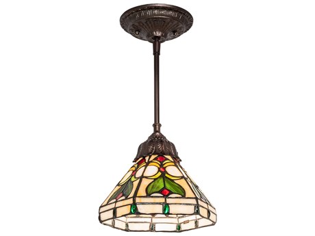 Meyda Middleton 1-Light Steel Glass Tiffany Mini Pendant