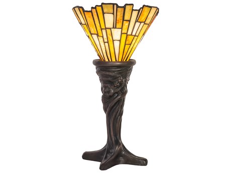 Meyda Delta Mahogany Bronze Glass Tiffany Table Lamp