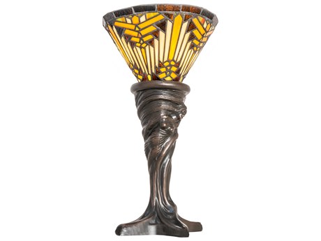 Meyda Nuevo Mission Mahogany Bronze Glass Tiffany Table Lamp