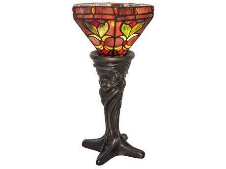 Meyda Middleton Mahogany Bronze Glass Tiffany Table Lamp