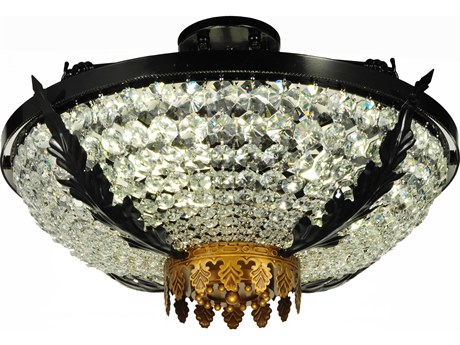 Meyda Chrisanne 3-Light Black Crystal Bowl Flush Mount