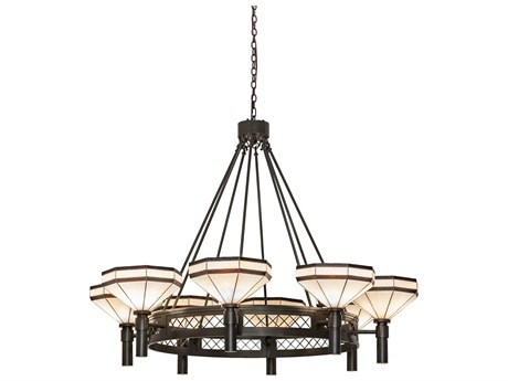 Meyda 8-Light Timeless Bronze Glass Bowl Round Chandelier