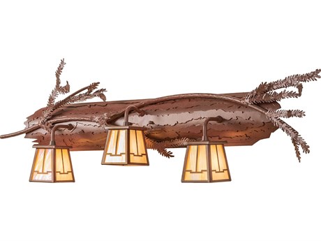 Meyda Pine Branch Valley View 3-Light Rust Brown Glass Vanity Light
