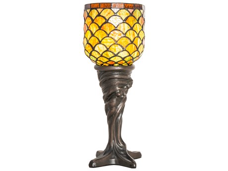 Meyda Acorn Mahogany Bronze Glass Tiffany Table Lamp